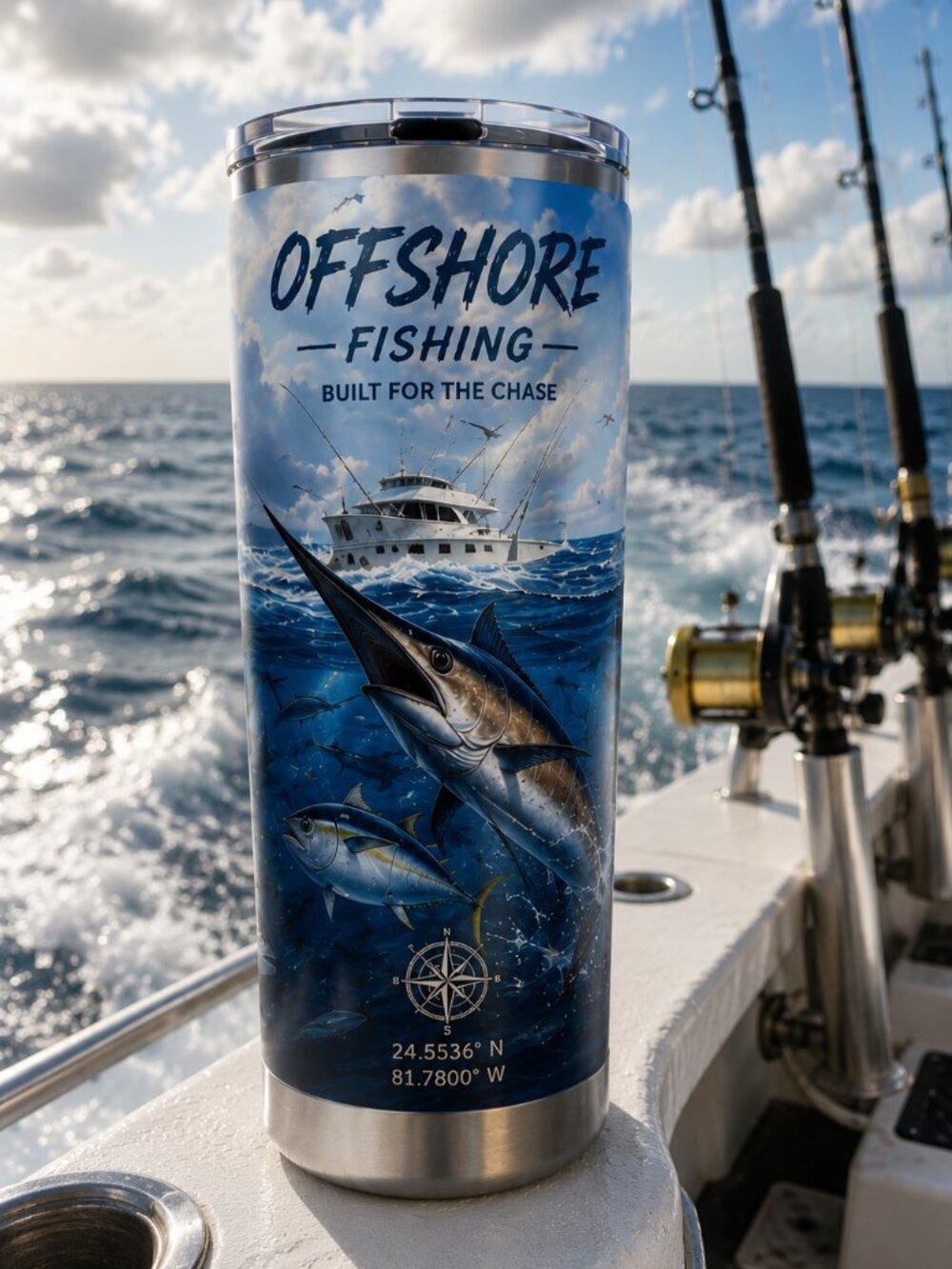 NEW! Offshore Fishing 20 oz Stainless Steel Tumbler
